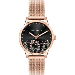 Ted Baker Ladies Watch with Black Dial and Rose Gold Milanese Strap BKPFZF007 