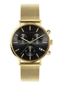 Ted Baker Mens Watch with Black Dial and Gold Strap BKPMMS118