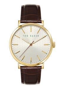 Ted Baker Mens Watch with Silver Dial and Brown Leather Strap BKPPGF008