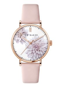 Ted Baker Ladies Watch with Lilac Flower Dial and Pink Leather Strap BKPPHF008