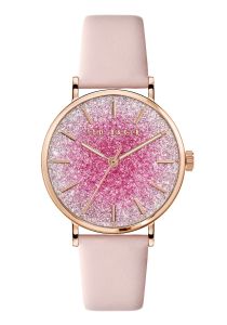 Ted Baker Ladies Watch with Pink Glitter Dial and Pink Leather Strap BKPPHS136