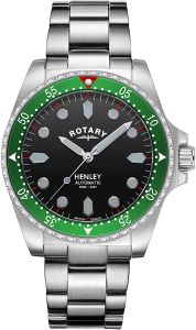 Rotary Men's Henley Automatic Watch with Silver Strap and Green Dial GB05136/71