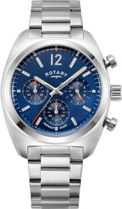 Rotary Gents Chronograph Watch with Blue Dial and Silver Bracelet GB05485/05
