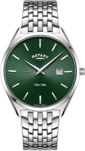 Rotary Men's Ultra Slim Watch with Green Dial and Silver Bracelet GB08010/24