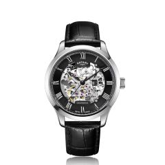 Rotary Greenwich Mens Automatic Watch With With Black Dial and Black Strap GS02940/30