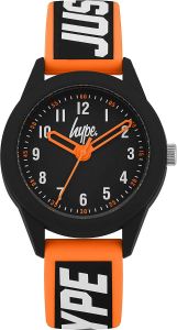 Hype Kids Watch with Black Dial and Orange Silicone Strap HYK004OB
