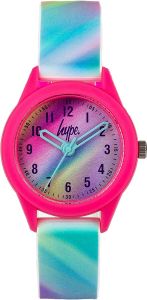 Hype Girls Watch with Pink Multi Dial and Multi Coloured Silicone Strap HYK020UP