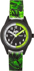 Hype Kids Time Teacher Watch with Black Dial and Leaf Patterned Silicone Strap HYK030N