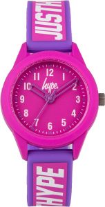 Hype Girls Watch with Pink Dial and Purple Silicone Strap HYK021V
