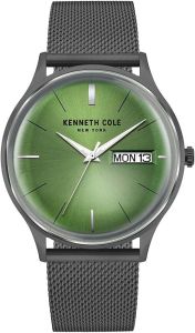 Kenneth Cole Mens Watch with Green Dial and Grey Gunmetal Milanese Strap KC50589018A 