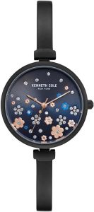 Kenneth Cole Ladies Watch with Black Dial and Black Leather Strap KC50746005