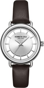 Kenneth Cole Ladies Watch Silver Dial & Black Leather Strap KC50790005 