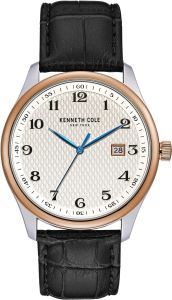 Kenneth Cole Mens Watch with Silver Dial and Black Leather Strap KC51049003