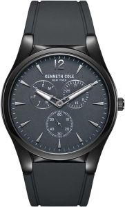Kenneth Cole Mens Watch with Black Dial and Black Silicone Strap KC51124003