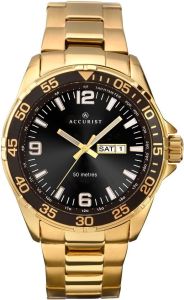 Accurist Mens Watch with Black Dial and Gold Bracelet MB1044B 