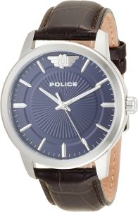 Police Mens Watch with Blue Dial and Brown Leather Strap PEWJA2227410