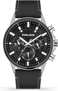 Police Mens Chronograph Watch with Black Dial and Black Leather Strap PEWJF2195141