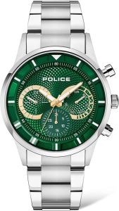 Police Men's Watch with Green Dial and Silver Strap PEWJK2014301