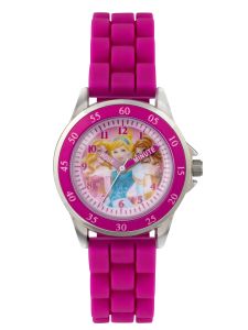Princess Girl's Quartz Watch with Pink Dial Time Teacher Display and Pink Rubber Strap PN1078