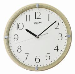 Seiko Clocks Wall Clock with White Dial and Gold Case QHA007G