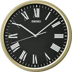 Seiko Clocks Gold & Black Wall Clock QHA009G