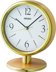 Seiko Mantle Clock with Gold Case and White Dial QHE186G 