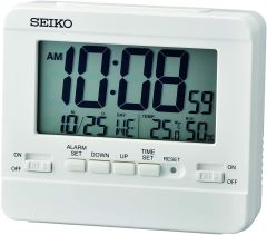 Seiko Clocks White Digital Alarm Clock QHL086W