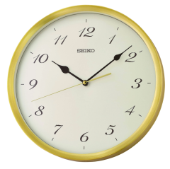 Seiko Wall Clock with Cream Dial and Gold Case QXA784G