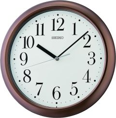 Seiko Clocks Wall Clock with White Dial and Brown Case QXA787B