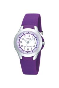 Lorus Unisex Watch with White Dial and Purple Strap R2313FX9
