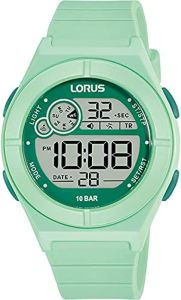 Lorus Unisex Kids Digital Watch with Green Silicone Strap R2369NX9