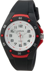 Lorus Unisex Kids Watch with White Dial and Black Silicone Strap R2377NX9