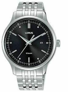 Lorus Mens Watch with Black Dial and Stainless Steel Bracelet RH901NX9