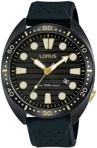 Lorus Mens Sports Watch with Black Strap and Black Dial RH927LX9