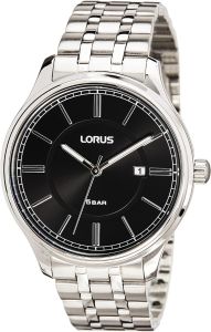 Lorus Men's Watch with Black Dial and Silver Bracelet RH947PX9