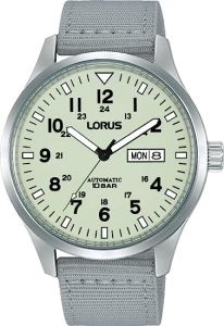 Lorus Men's Automatic Watch with Luminous Dial and Grey Nylon Strap RL415BX9 