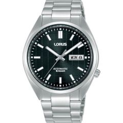 Lorus Mens Automatic Watch with Black Dial and Silver Bracelet RL491AX9