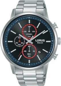 Lorus Mens Chronograph Watch with Grey Sunray Dial and Silver Stainless Steel Strap RM397GX9