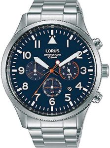 Lorus Mens Chronograph Watch with Blue Dial and Stainless Steel Bracelet RT365JX9