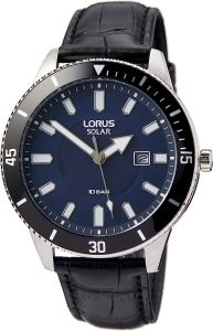 Lorus Men's Solar Watch with Blue Dial and Black Strap RX317AX9