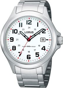 Lorus Mens Watch with White Dial and Silver Bracelet RXH03IX5