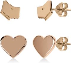 Radley Signature Ladies Rose Gold Plated Dog with Plain Heart Earrings RYJ1166S