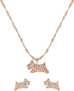 Radley Ladies 18ct Rose Gold Plated Pave Dog Necklace & Earring Set RYJ2340S-SET