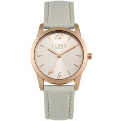 Lipsy Ladies Watch with Rose Gold Dial and Grey Strap SLP007ERG 