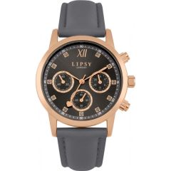 Lipsy Ladies Watch with Black Dial and Grey Strap SLP008ERG 