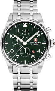 Swiss Military Mens Chronograph Watch with Silver Strap SMWGI0000404