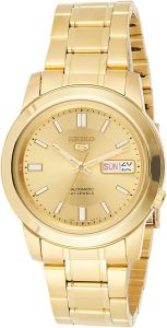 Seiko Men's Automatic Watch with Gold Dial and Gold Stainless Bracelet SNKK20K1