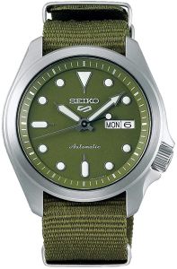 Seiko 5 Sports Mens Green Dial Green Nylon Strap Automatic Watch SRPE65K1