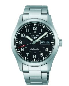 Seiko 5 Sports Gents Automatic Watch with Black Dial and Stainless Steel Bracelet SRPG27K1