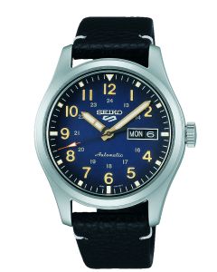 Seiko 5 Sports Gents Automatic Watch with Blue Dial and Black Leather Strap SRPG39K1 **REFURBISHED 2**